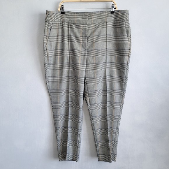 Veronica Beard Contrast Houndstooth Gray Cropped Ankle Pant Trousers Size 16 - Picture 2 of 6